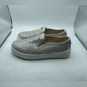Michael Kors girls iridescent Silver Perforated loafers size 13